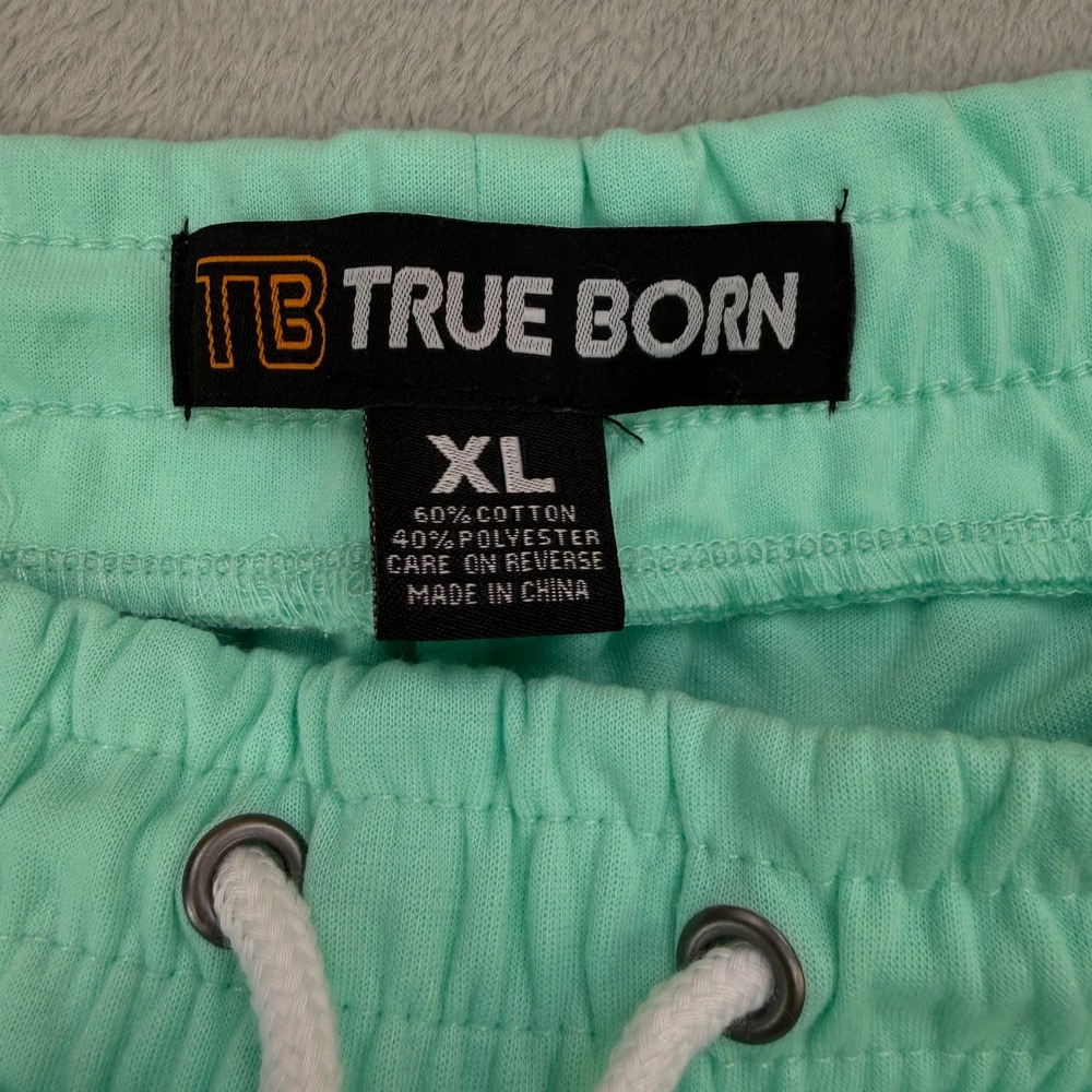 True Born Knit Shorts Mens XL Mint Green Zipper Pockets Drawstring Active - Picture 4 of 7